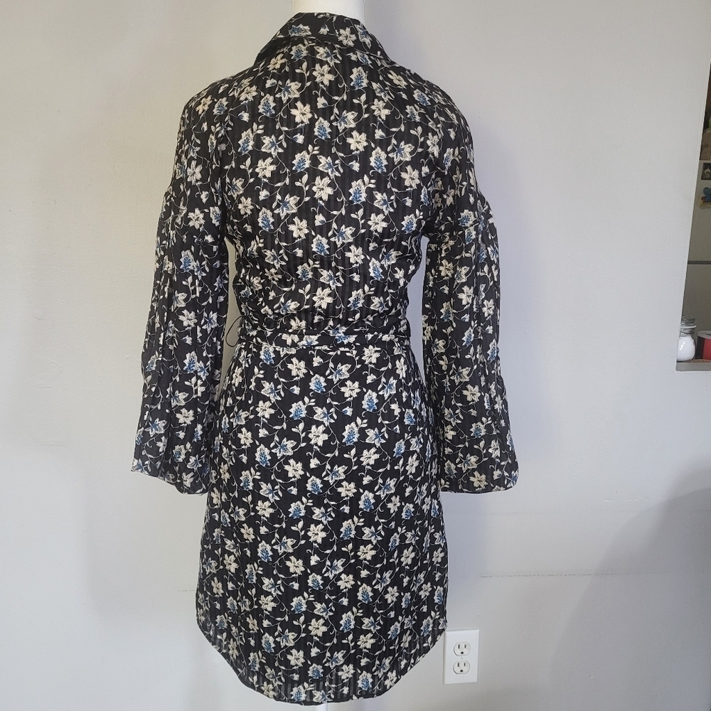 Veronica Beard Samy Silk Blend Button Front Self Tie Shirt Dress Floral … - Picture 8 of 16